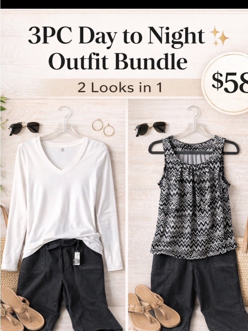 Day to Night 3 PC Outfit Bundle Talbots AGB Dockers Black White Size L/14